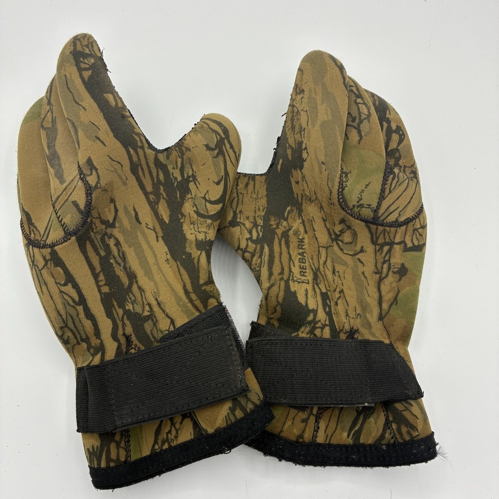 Trebark Camo Neoprene Hunting Gloves XL Pop Top Mitten Grip Palm Vintage